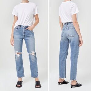 NWT AGOLDE Mia Mid Rise Straight Jeans in Rule 25